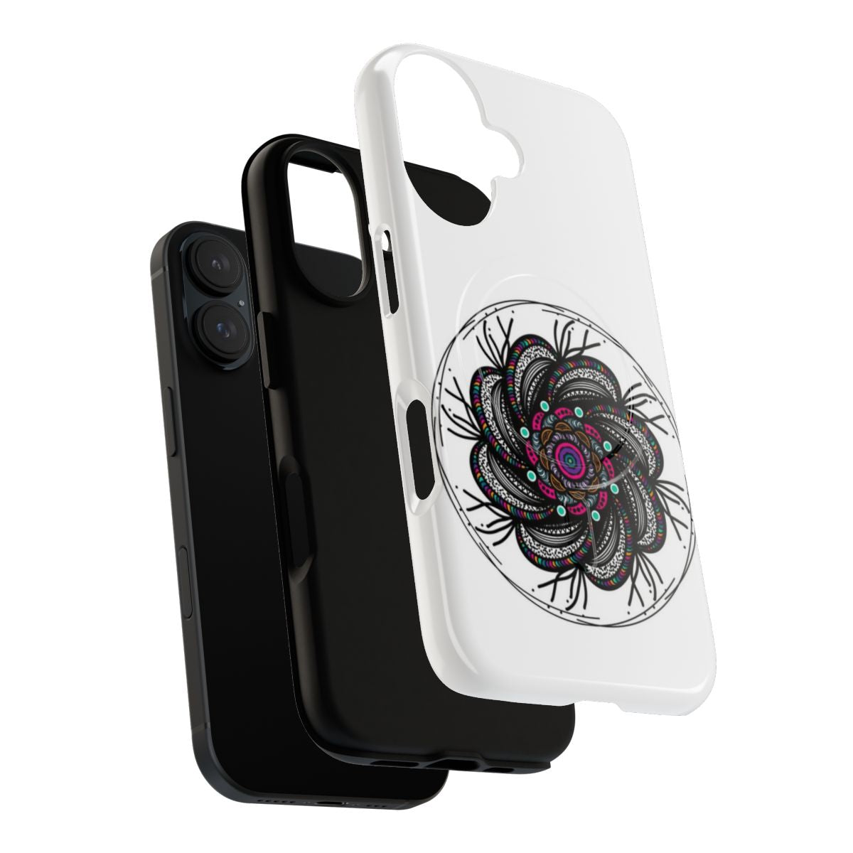 Colorful psychedelic phone case with hand-drawn kaleidoscope design - Layers