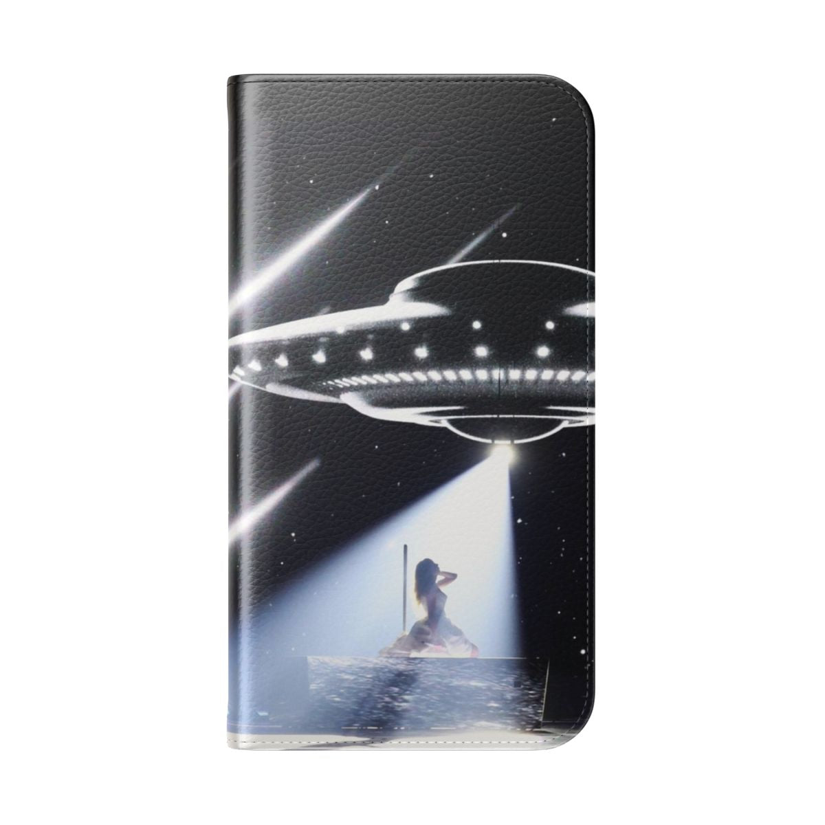 Taylor Swift-inspired flip phone case with a down bad UFO design - Folded Back