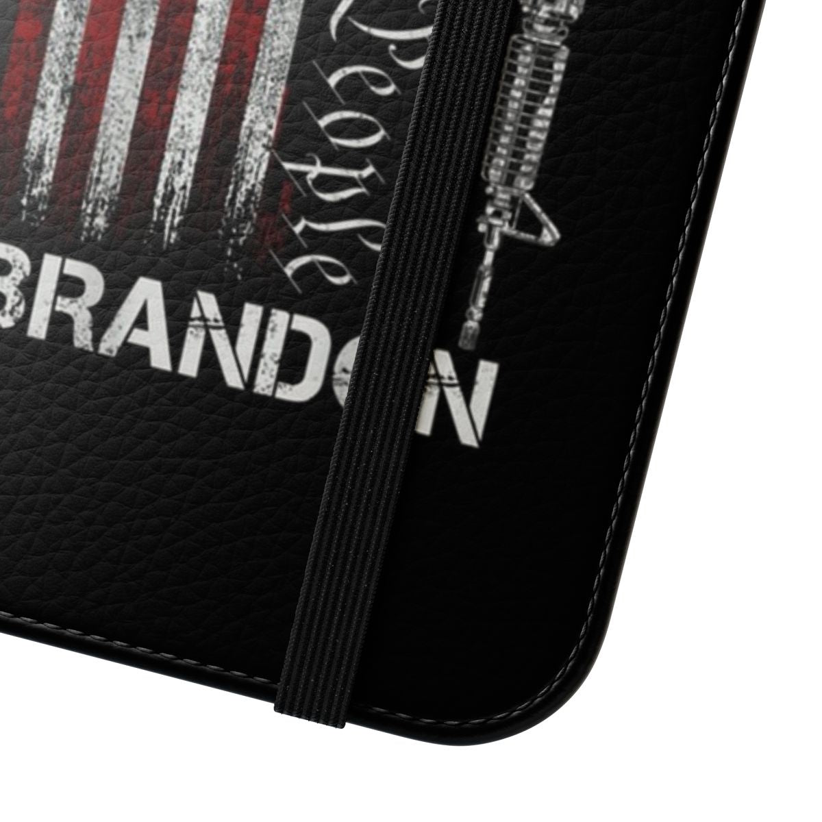 Patriotic 2nd Amendment flip cover phone case with American flag and "Let's Go Brandon" design - Close Up