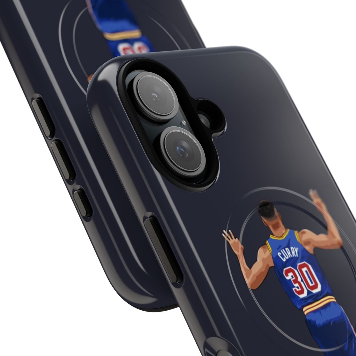 Warriors basketball magnetic phone case with Steph Curry vector graphic - Detail