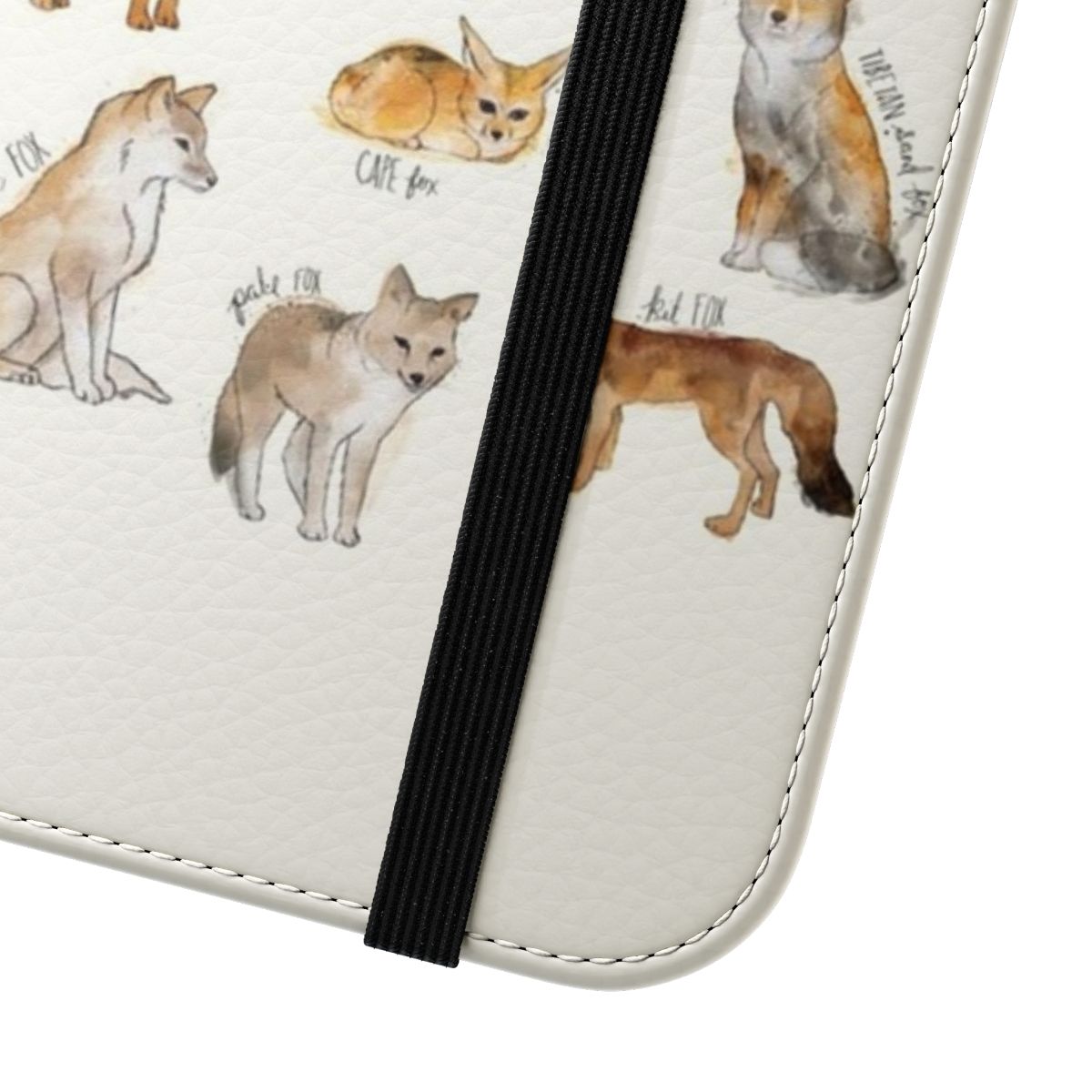 Vibrant fox design on a flip cover phone case - Close Up