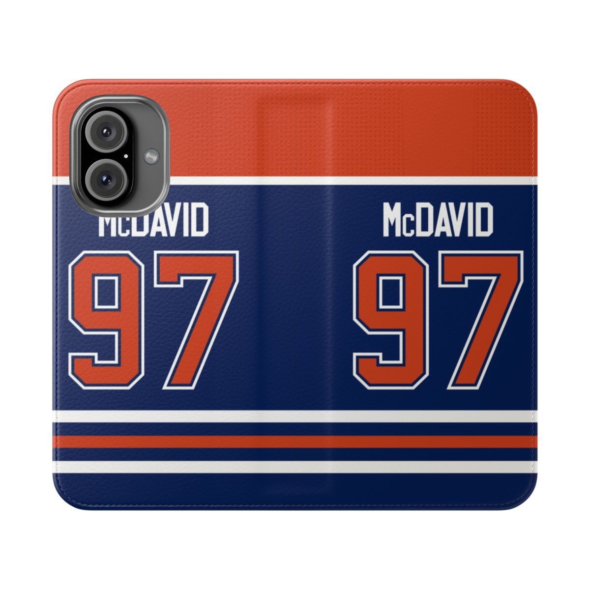 Oilers-Themed Phone Case with Connor McDavid Jersey Design