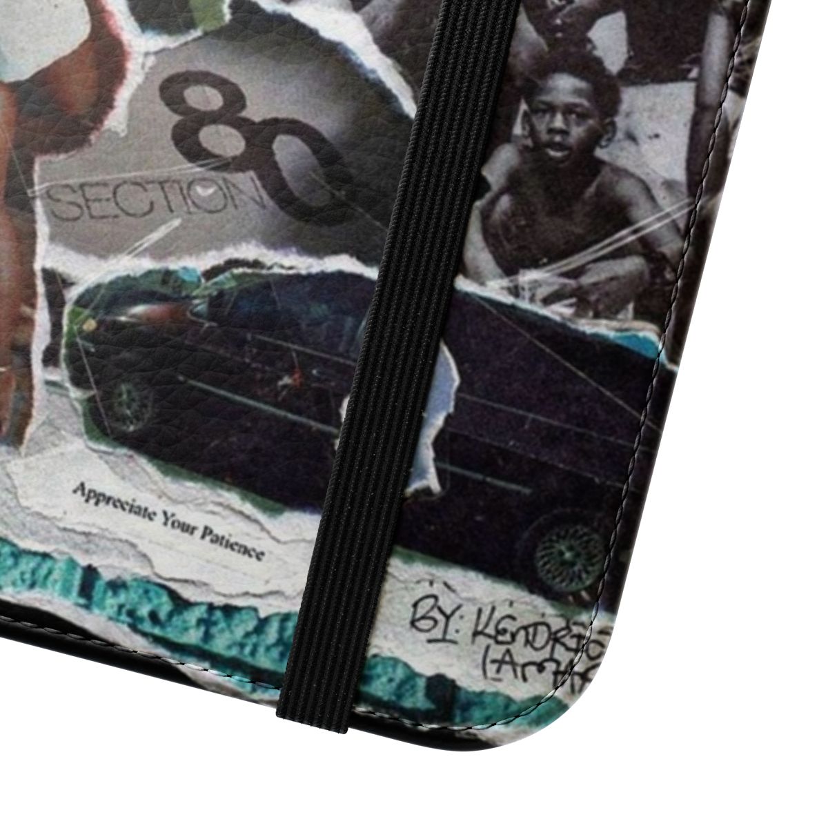 Flip phone case featuring Kendrick Lamar's "Mr Morale & the Big Steppers" album cover art - Close Up