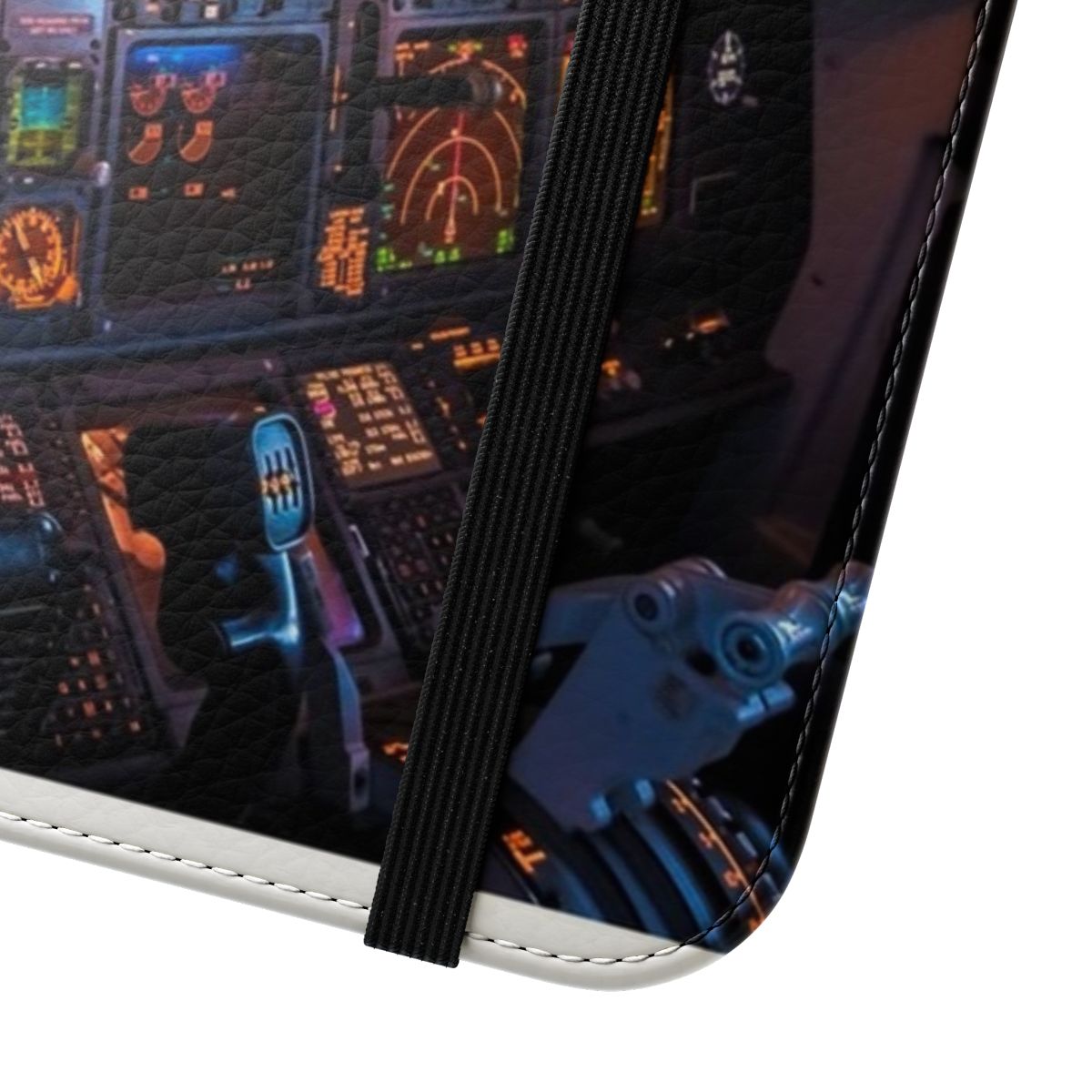 Flip cover phone case with a dreamy aerial view of a plane flying at sunset - Close Up