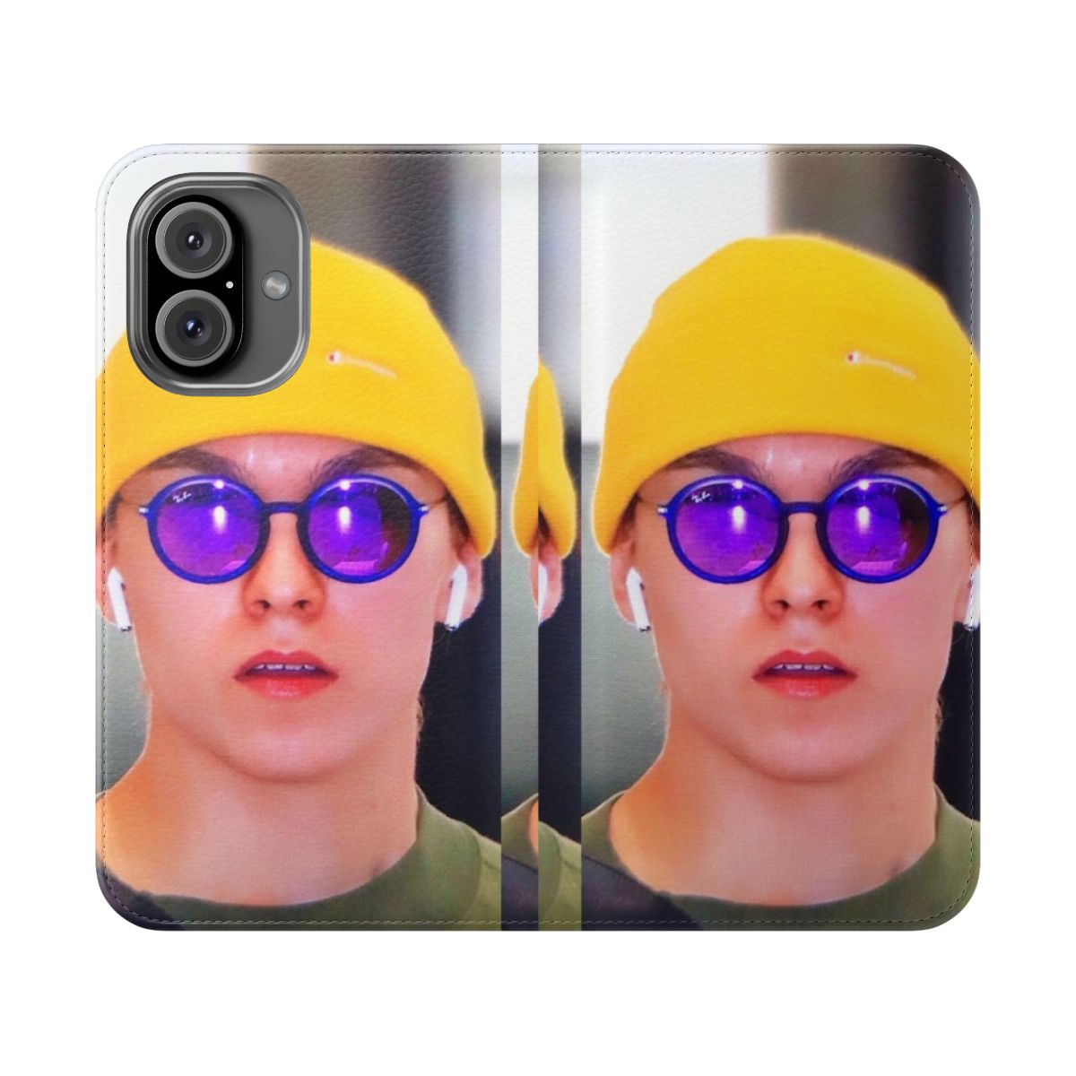 Vernon-inspired flip cover phone case with diamond edge design