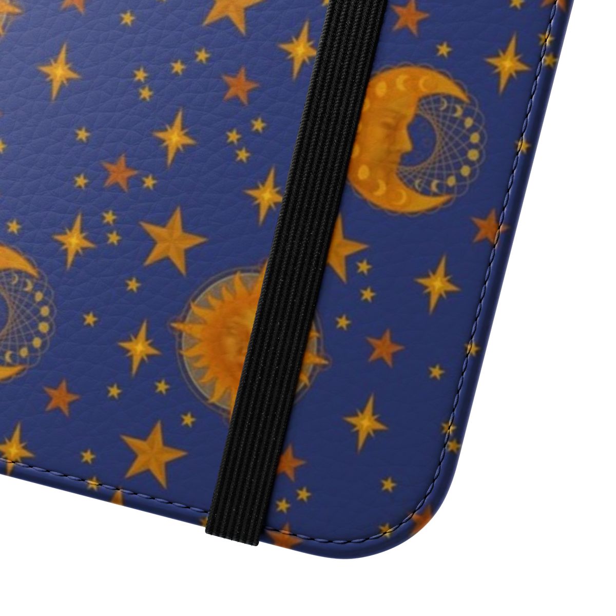 Bohemian celestial galaxy phone case with sun and moon pattern - Close Up