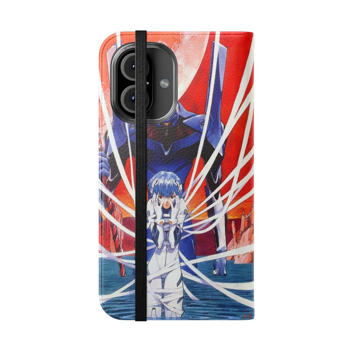 Rei Ayanami inspired flip cover phone case for Evangelion fans - Folded Front