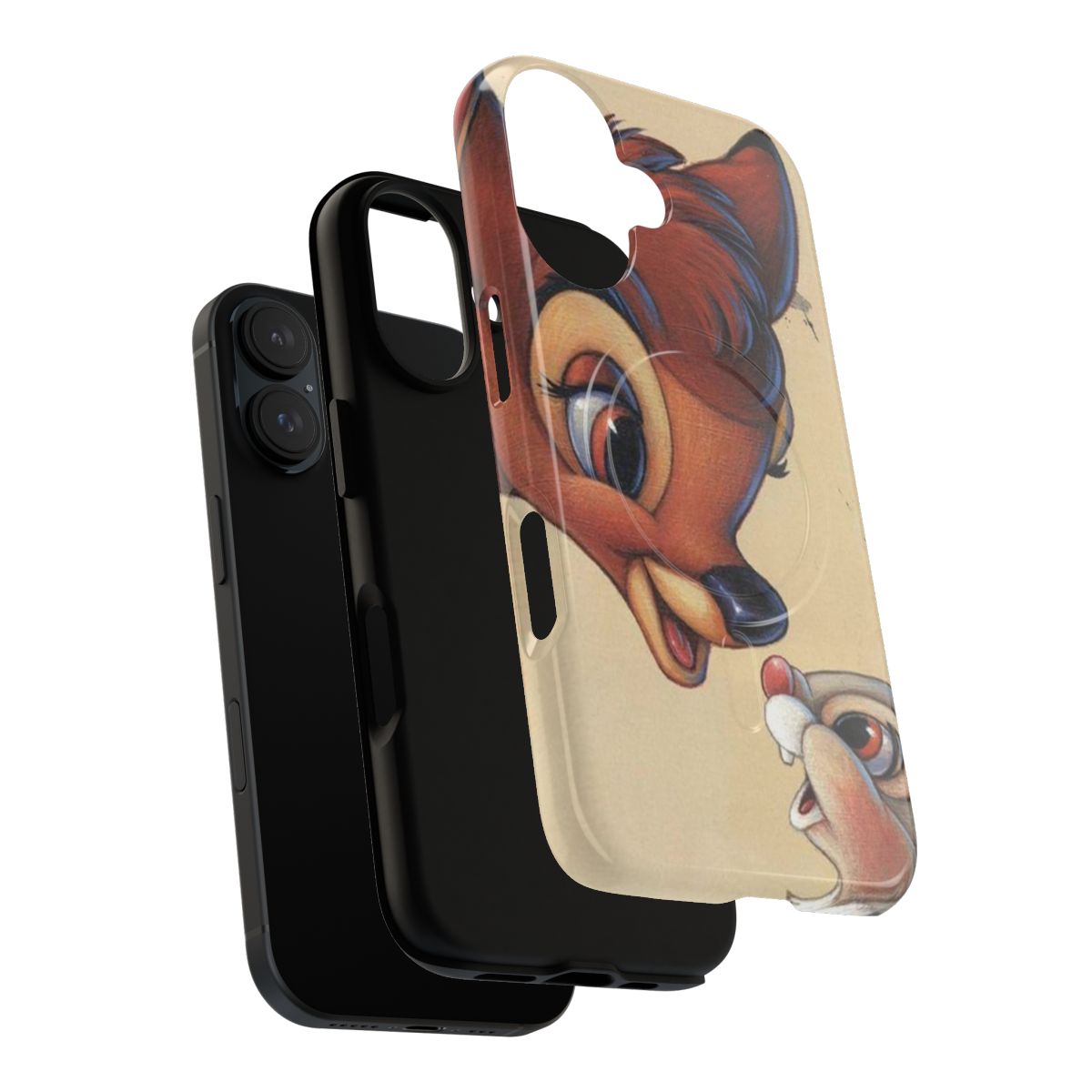 Cute illustration of Bambi the fawn and Thumper the rabbit on a phone case - Layers