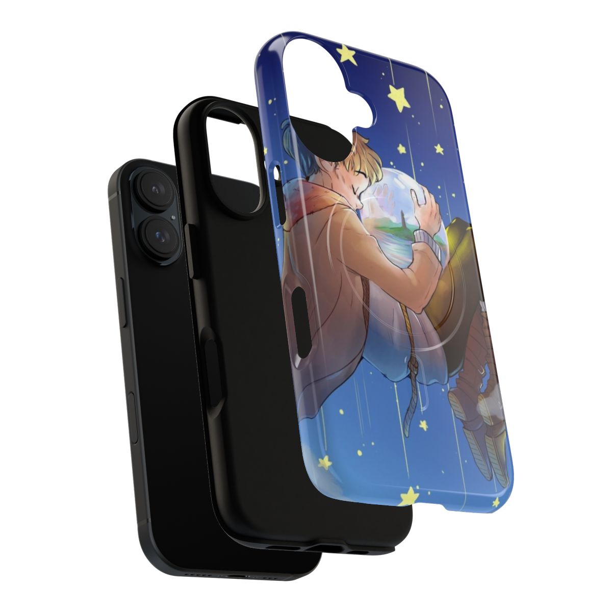 Merlin-inspired phone case with a starry night sky pattern and Merlin Emrys graphic. - Layers