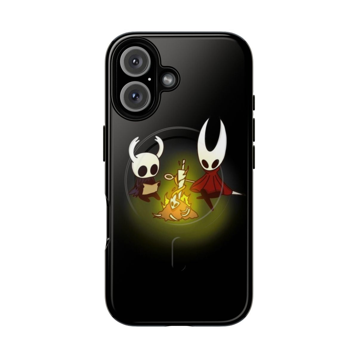 Hollow Knight & Hornet Magnetic Tough Phone Case featuring a bonfire design