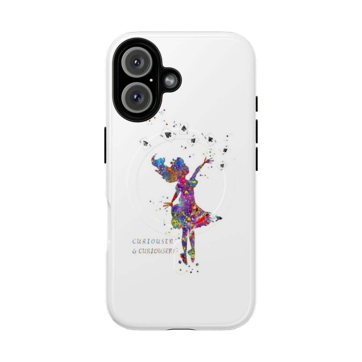 Watercolor Alice in Wonderland inspired magnetic phone case with playing card design