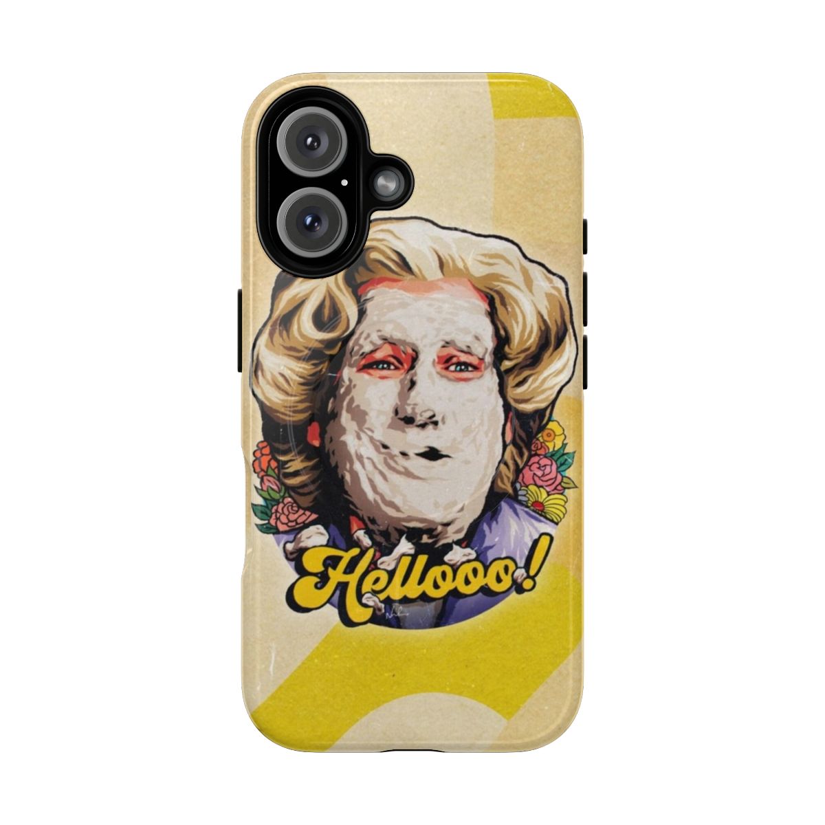 Magnetic tough phone case with 90s pop art inspired by the films of Robin Williams