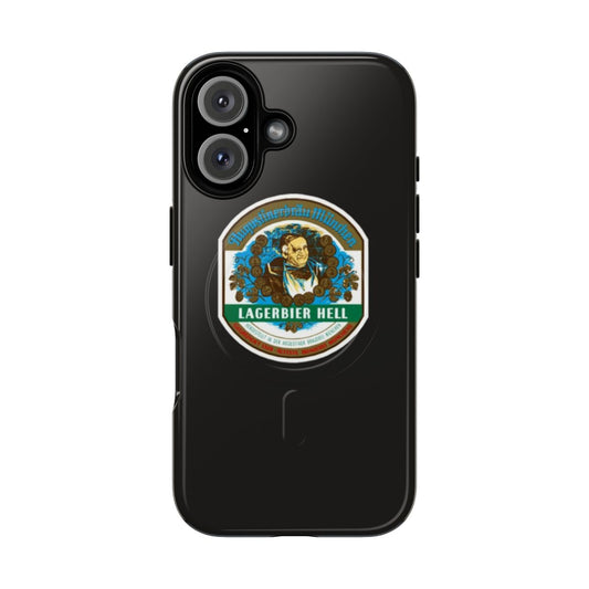 Tough magnetic phone case with a dog sticker design, featuring Augustiner Hell beer essentials.