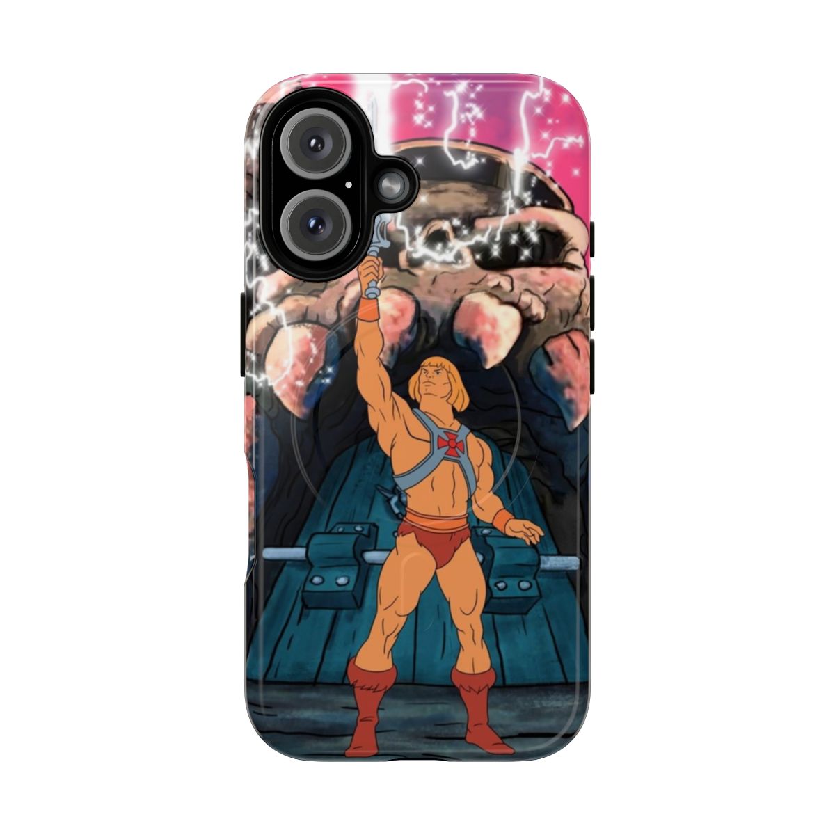 Magnetic tough phone case featuring a tribute design to the iconic 80s cartoon He-Man and the Masters of the Universe.