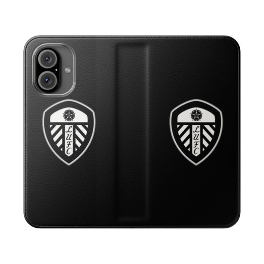 Black and white phone case featuring Leeds United inspired art design