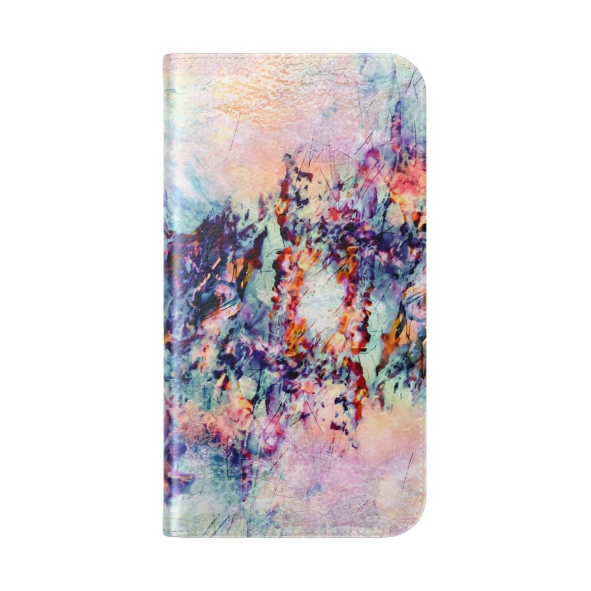 Vibrant abstract pattern phone case with natural, organic textures for mindfulness and self-care. - Folded Back