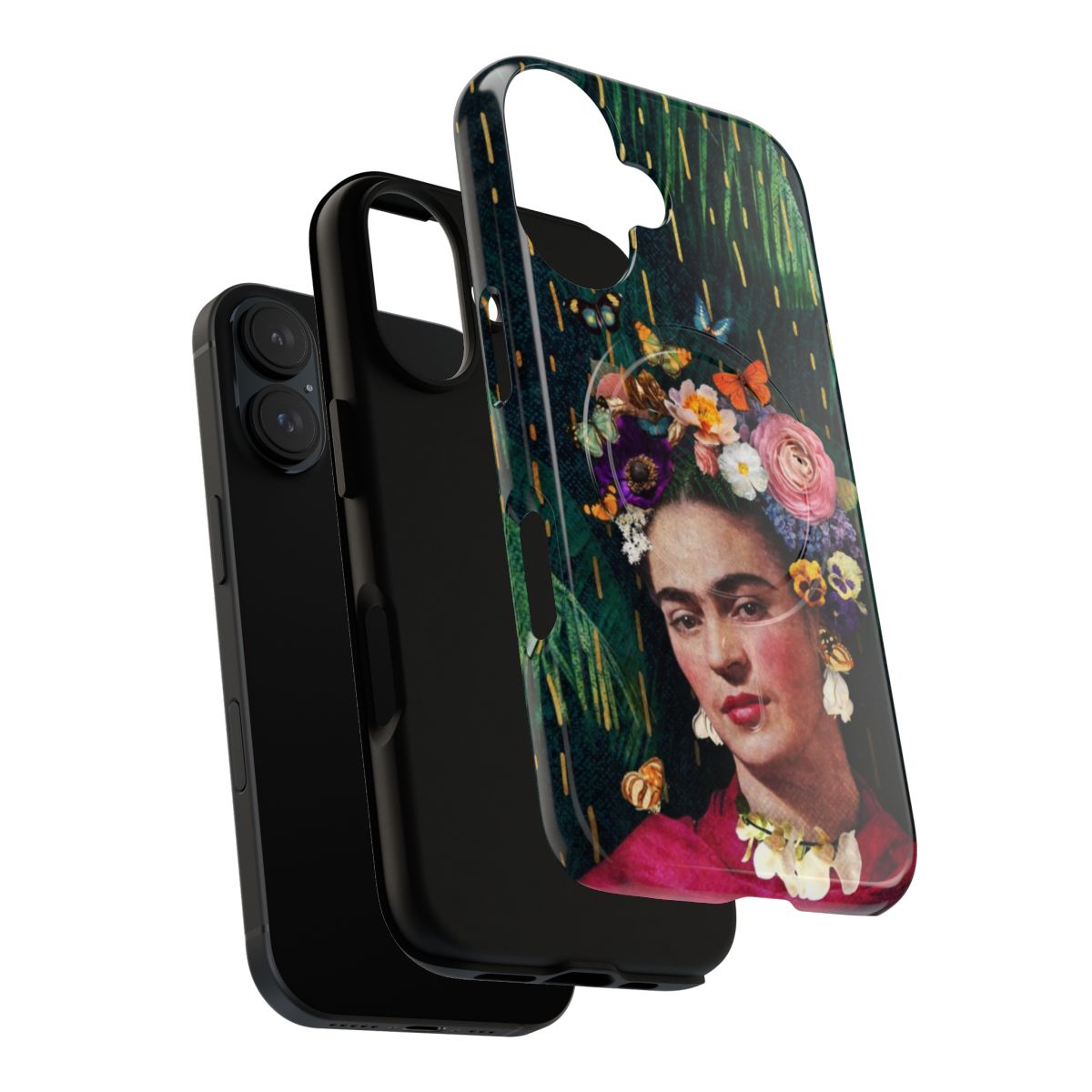 Frida Kahlo inspired phone case with floral and nature elements - Layers