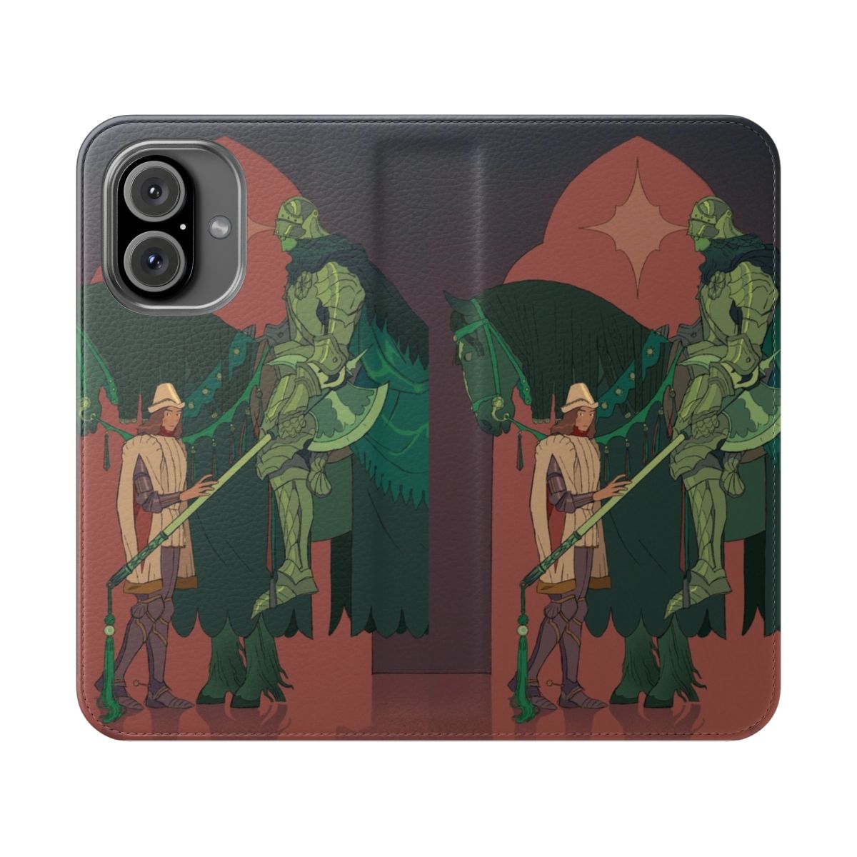 Flip cover phone case featuring medieval knight design