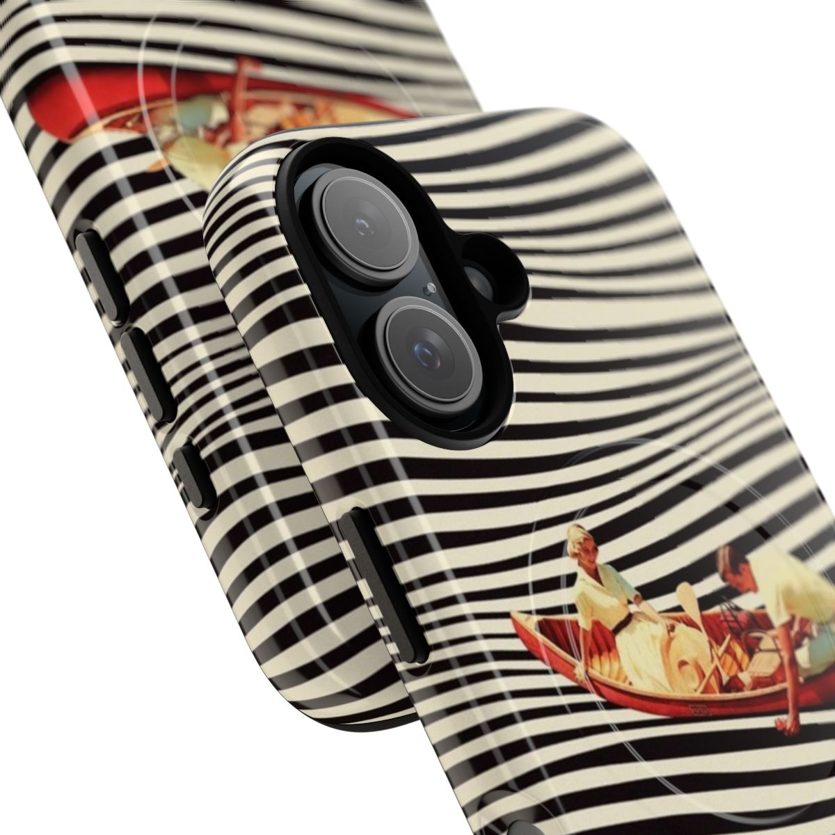 Surreal phone case with optical illusion and retro collage design - Detail