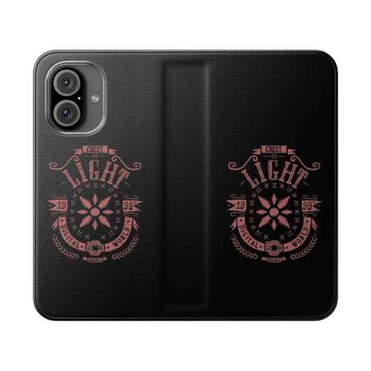 Anime-inspired Digimon Gatomon phone case with Crest of Light design