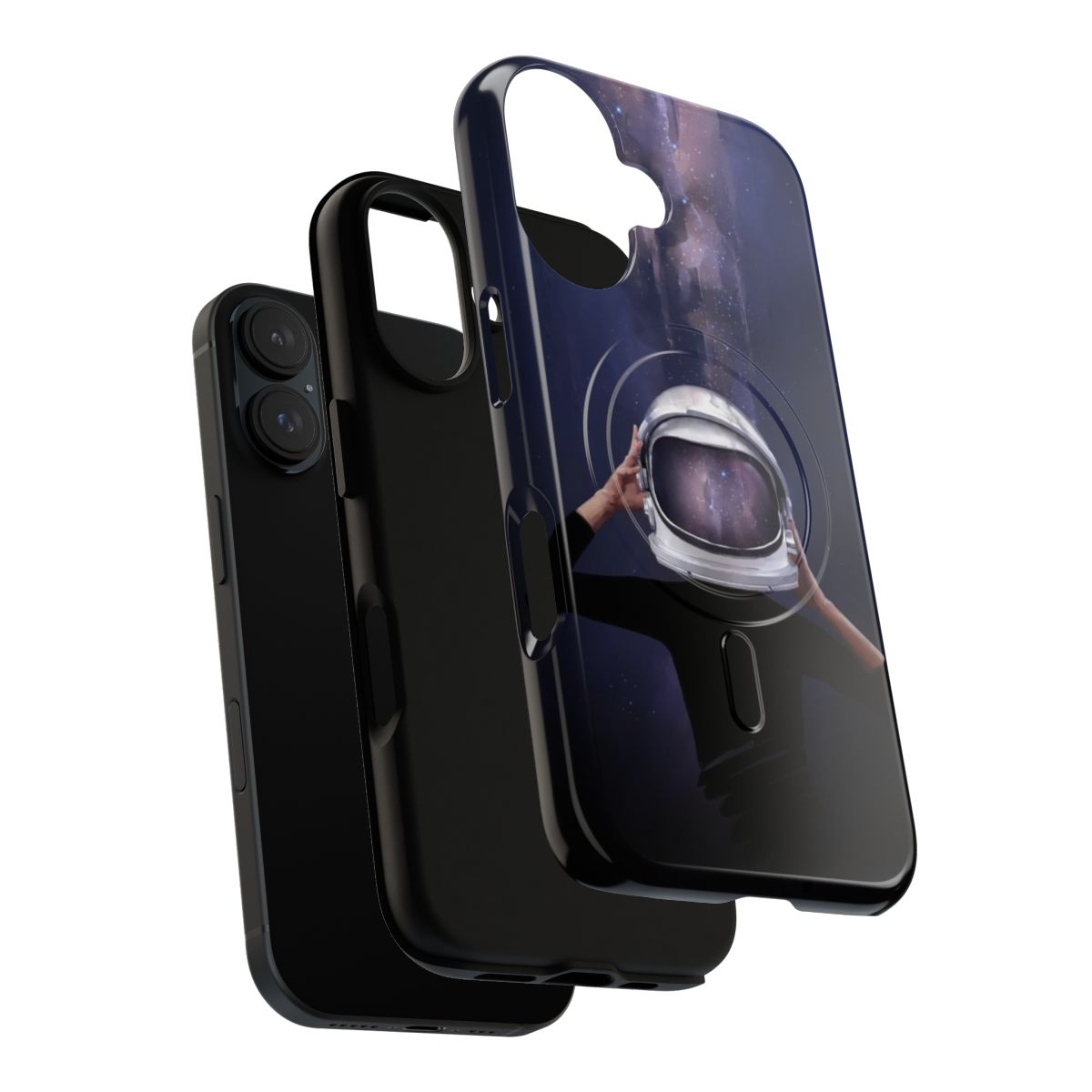 Magnetic protective phone case with space, astronaut, and stars design - Layers