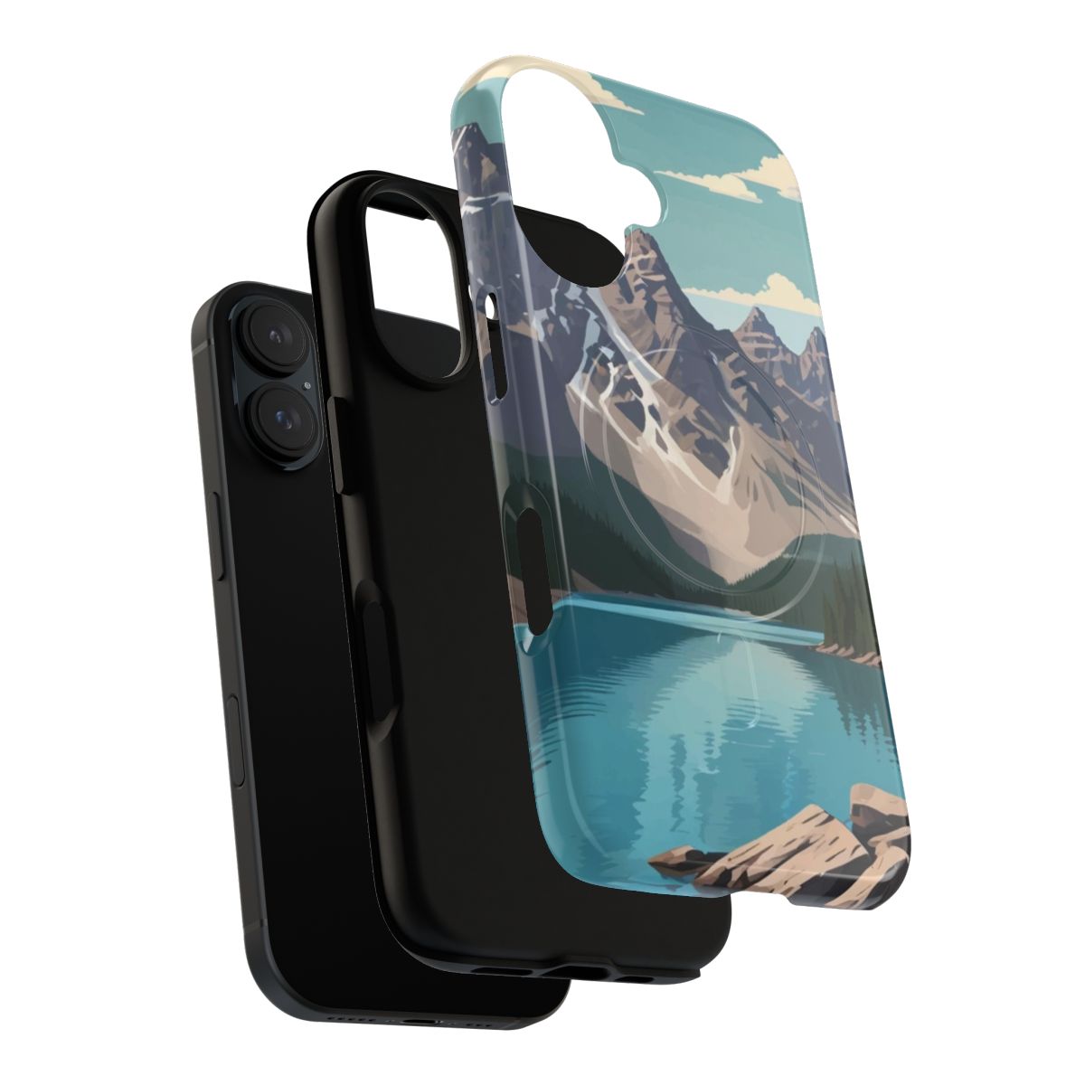 Phone case featuring a breathtaking photograph of Moraine Lake in the Canadian Rockies - Layers