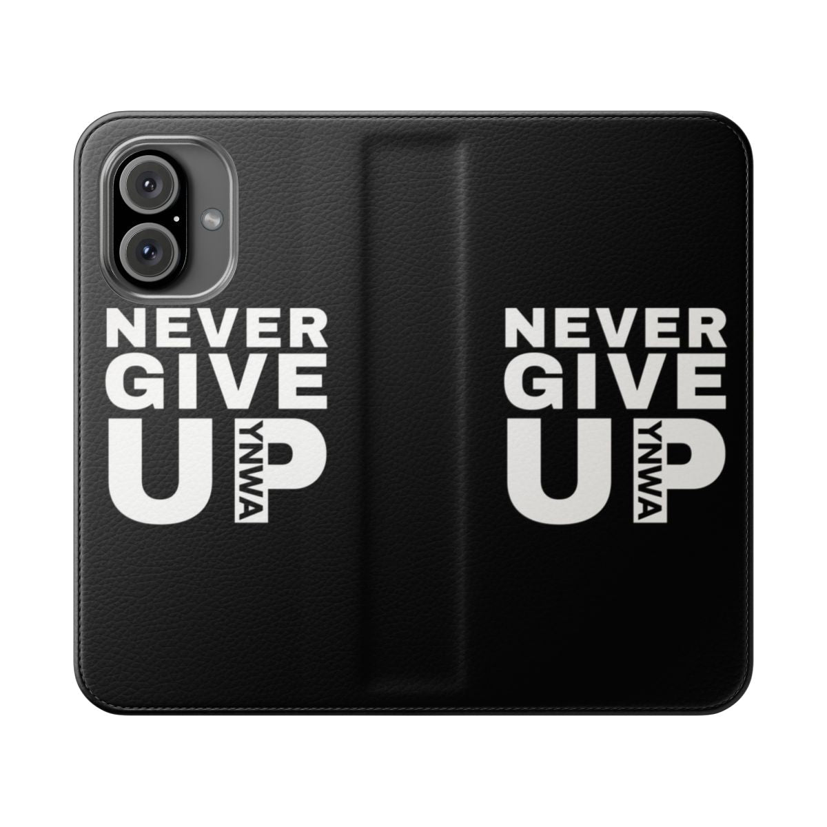 Liverpool FC themed flip cover phone case with "Never Give Up YNWA" design