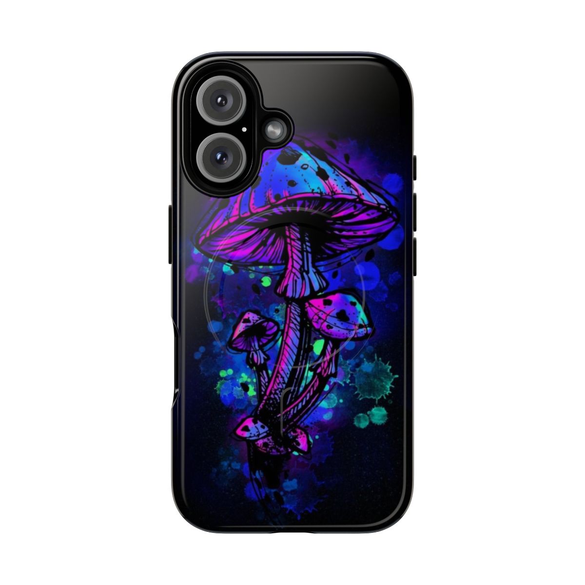 Vibrant psychedelic mushroom design on a magnetic phone case