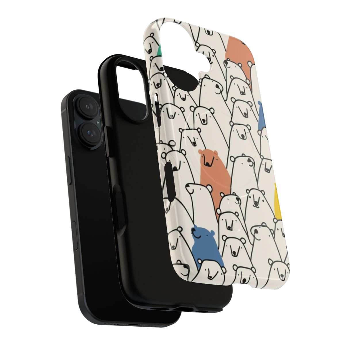 Phone case with a cute bear pattern design - Layers