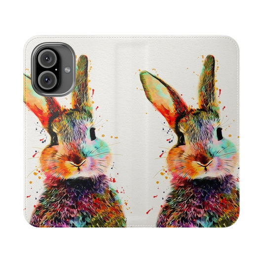 Watercolor artwork of a rabbit on a phone case