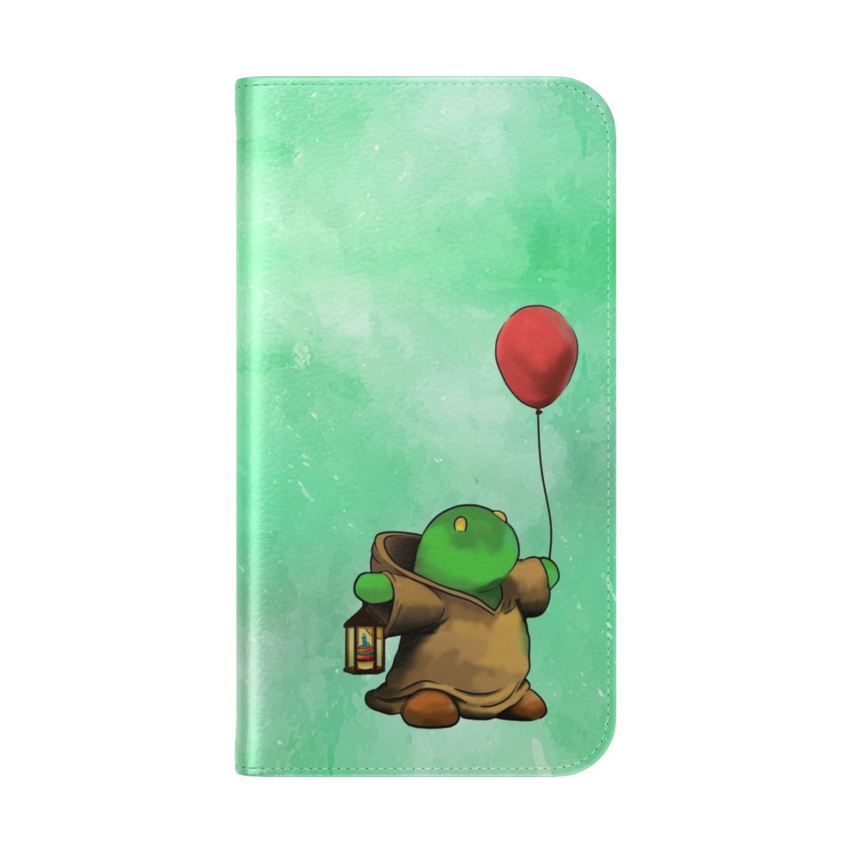 Vibrant flip cover phone case featuring the iconic Tonberry character from the Final Fantasy video game series. - Folded Back