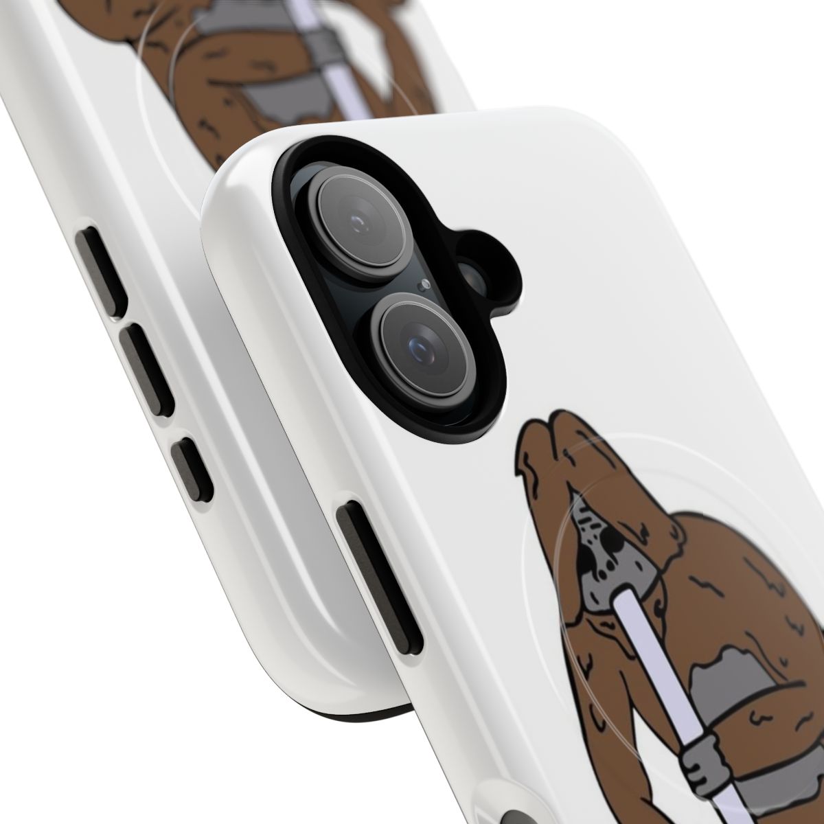 Magnetic tough phone case featuring Sassy the Sasquatch character from "The Big Lez Show" - Detail