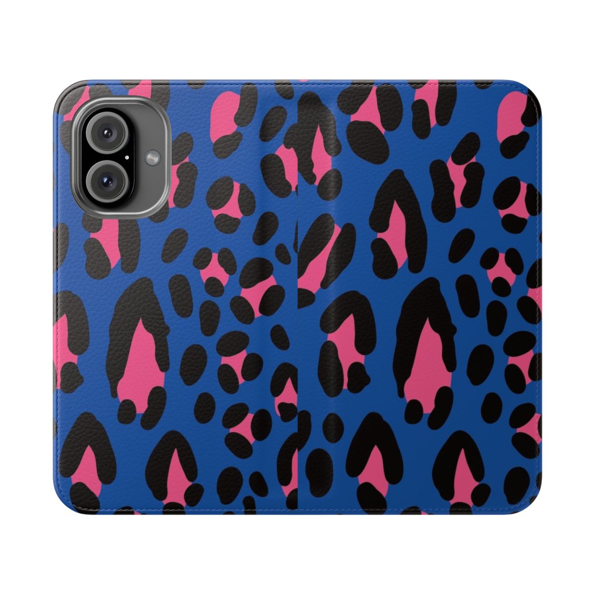 Safari animal print blue flip phone case for large smartphones