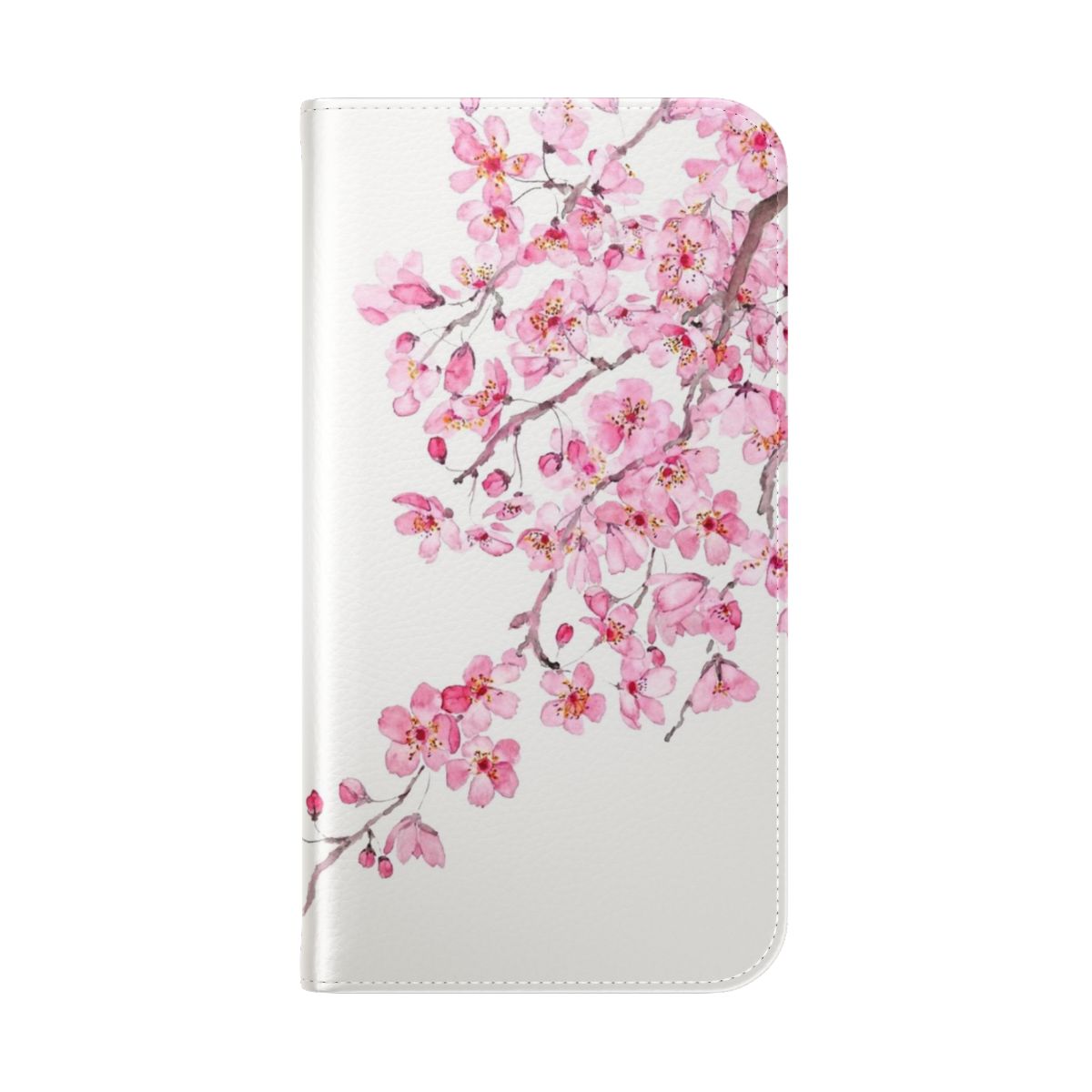 Handpainted cherry blossom watercolor floral phone case - Folded Back