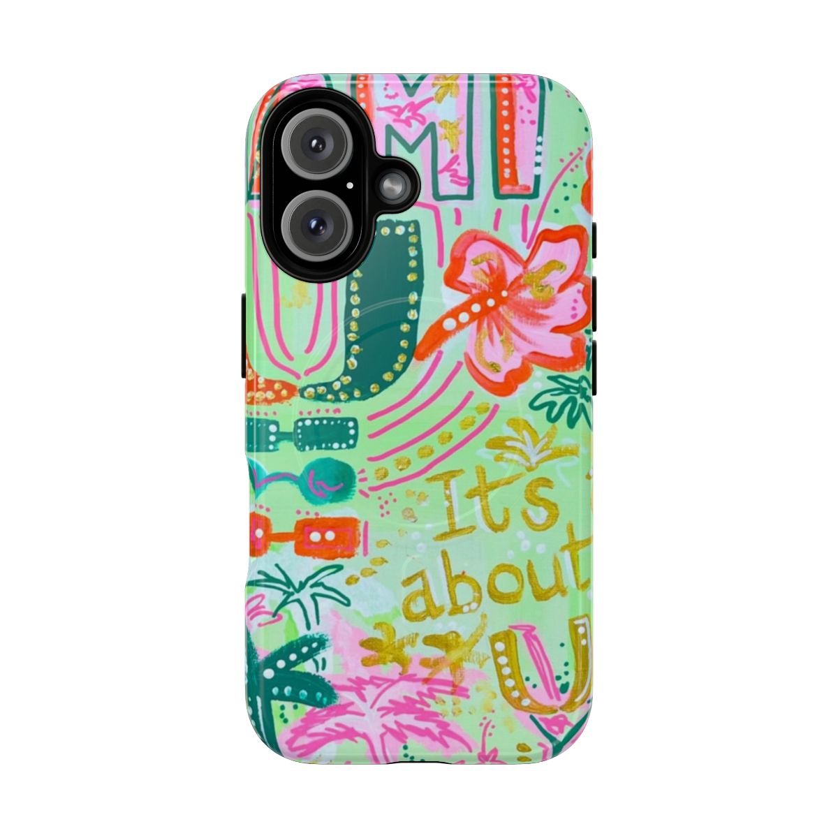 Miami-themed collage design on a sturdy magnetic phone case