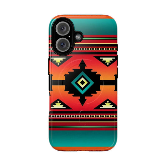 Navajo-inspired phone case featuring vibrant colors and intricate geometric patterns