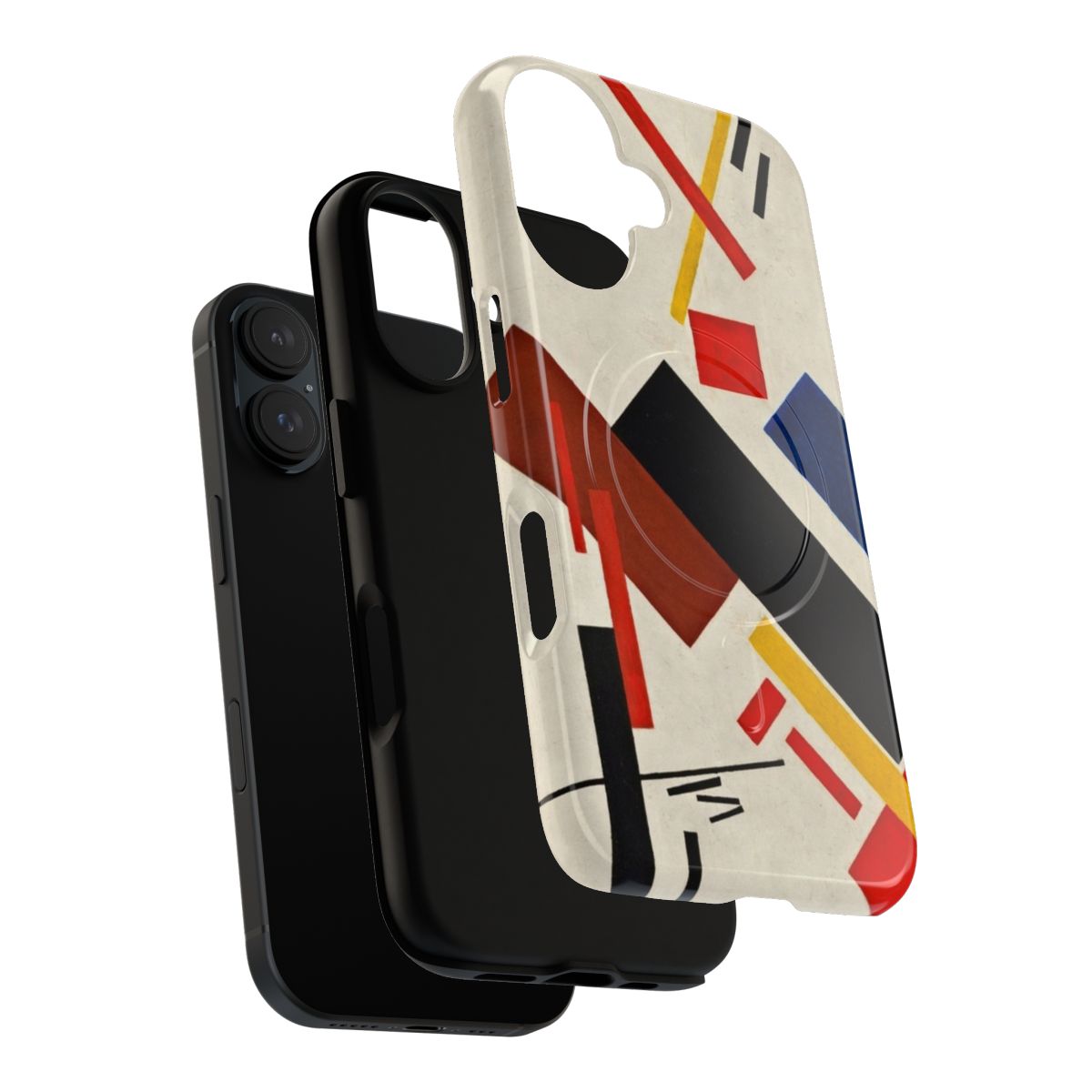 A tough, magnetic phone case featuring the abstract artwork "Stroyuschiysya Dom" by renowned artist Kazimir Malevich. - Layers