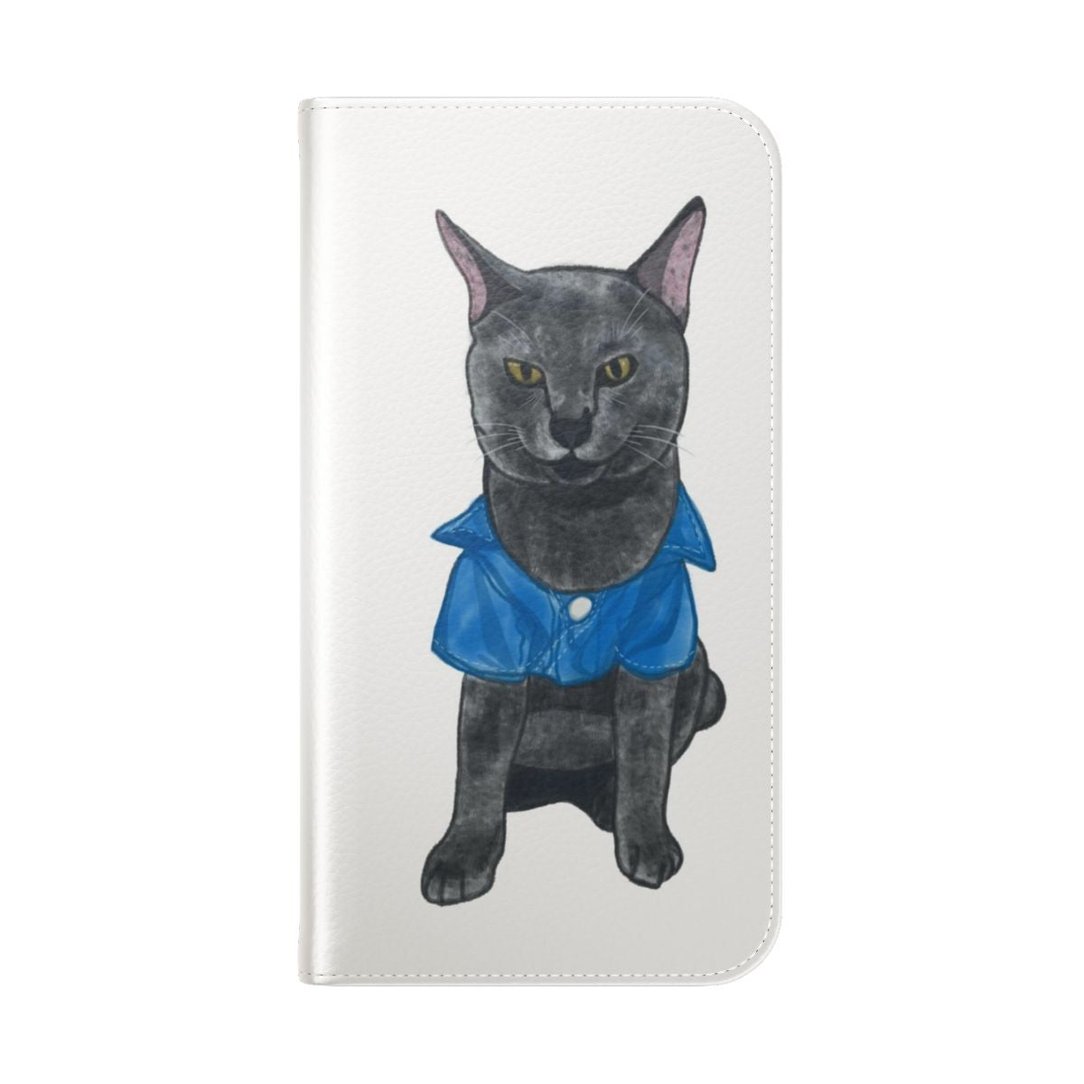 Stylish and whimsical phone case featuring a cute cat named Bacon - Folded Back