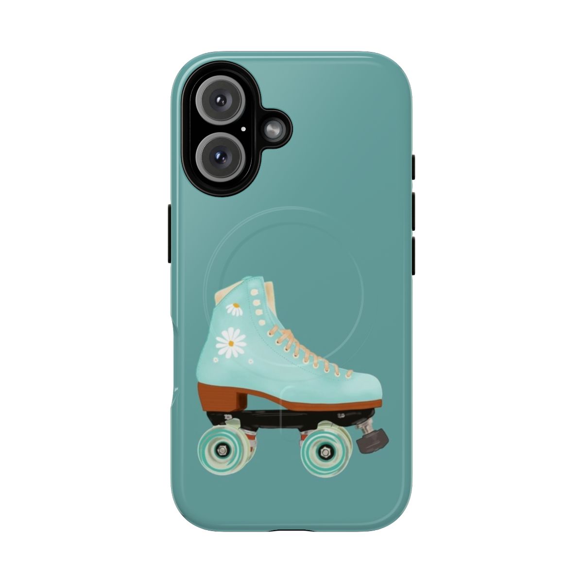 Retro green pastel roller skate phone case