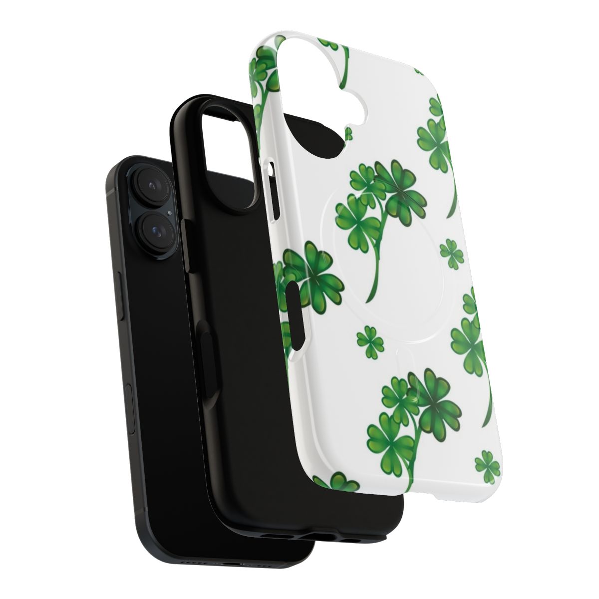 Magnetic tough phone case with a vibrant Irish shamrock pattern - Layers