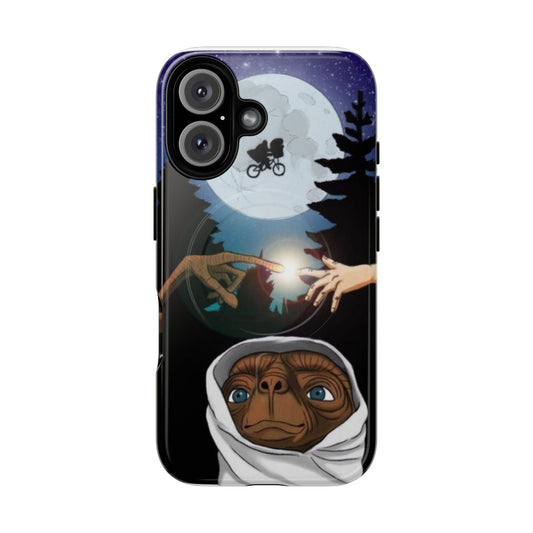 Magnetic tough phone case with 80s movie alien and space theme