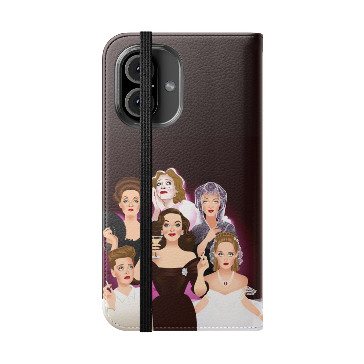 Bette Davis Flip Cover Phone Case featuring the iconic actress - Folded Front