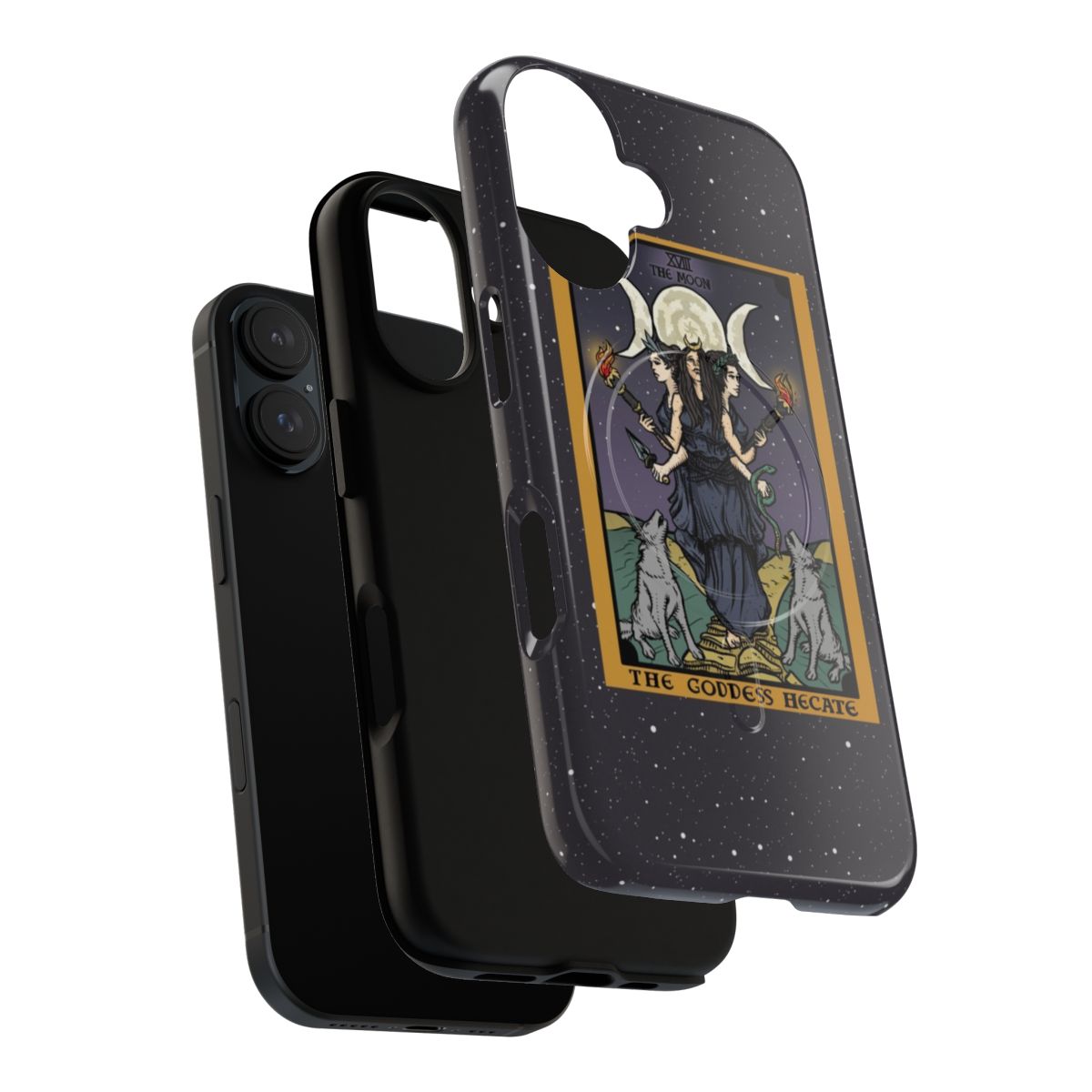 Hecate Triple Moon Goddess magnetic tough phone case featuring the Wheel of Hecate and occult symbols - Layers