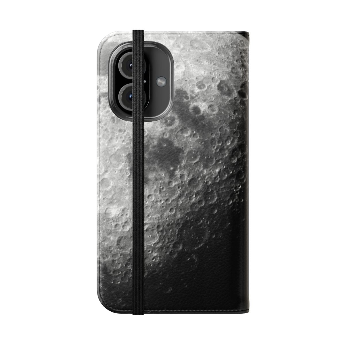 Cosmic Lunar Phone Case with a galaxy, moon, and stars design - Folded Front