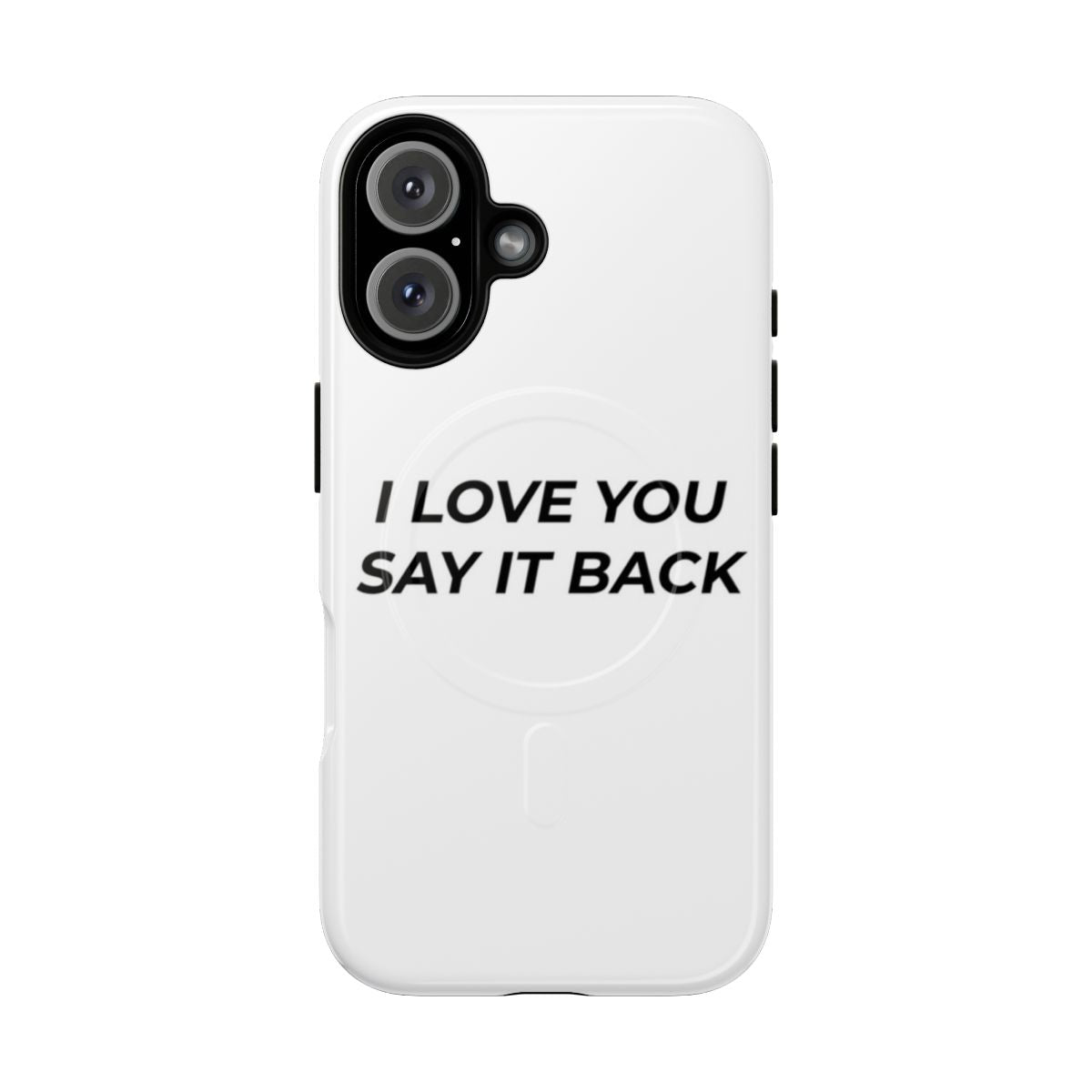 Sleek and trendy phone case with "I Love You" design and magnetic closure