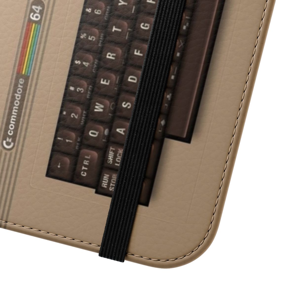 Vintage Commodore 64 inspired flip cover phone case - Close Up