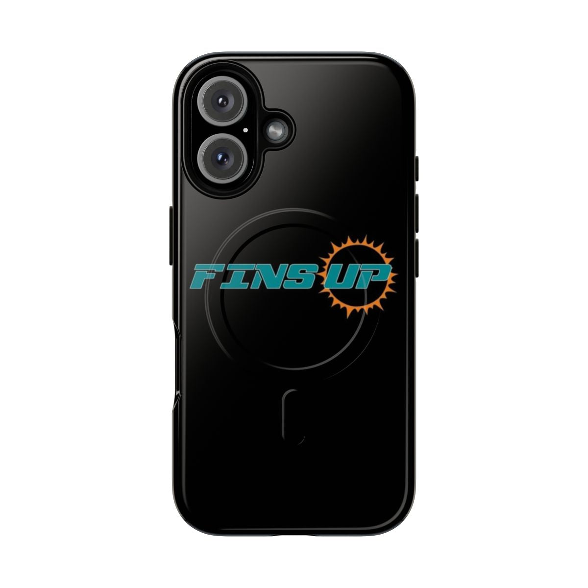 Aqua and orange phone case with Miami Dolphins fan art design