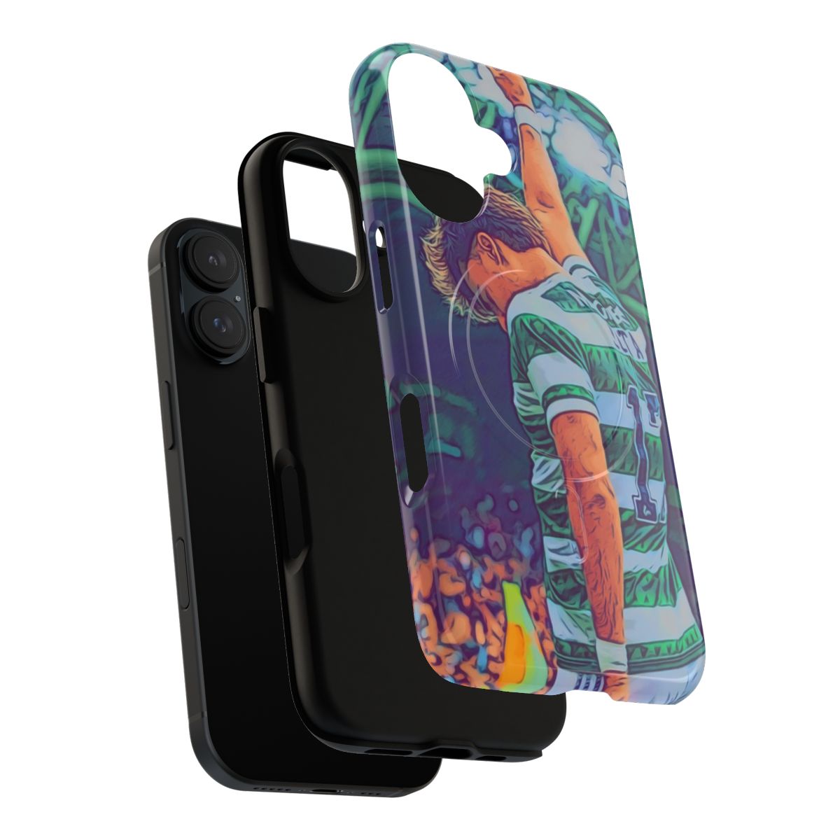 Magnetic tough phone case with Jota celebration design for Celtic FC supporters - Layers