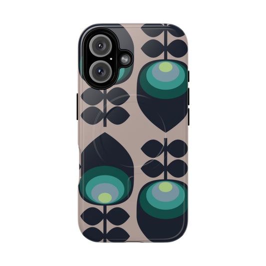 Colorful and textured retro-inspired flower pattern phone case