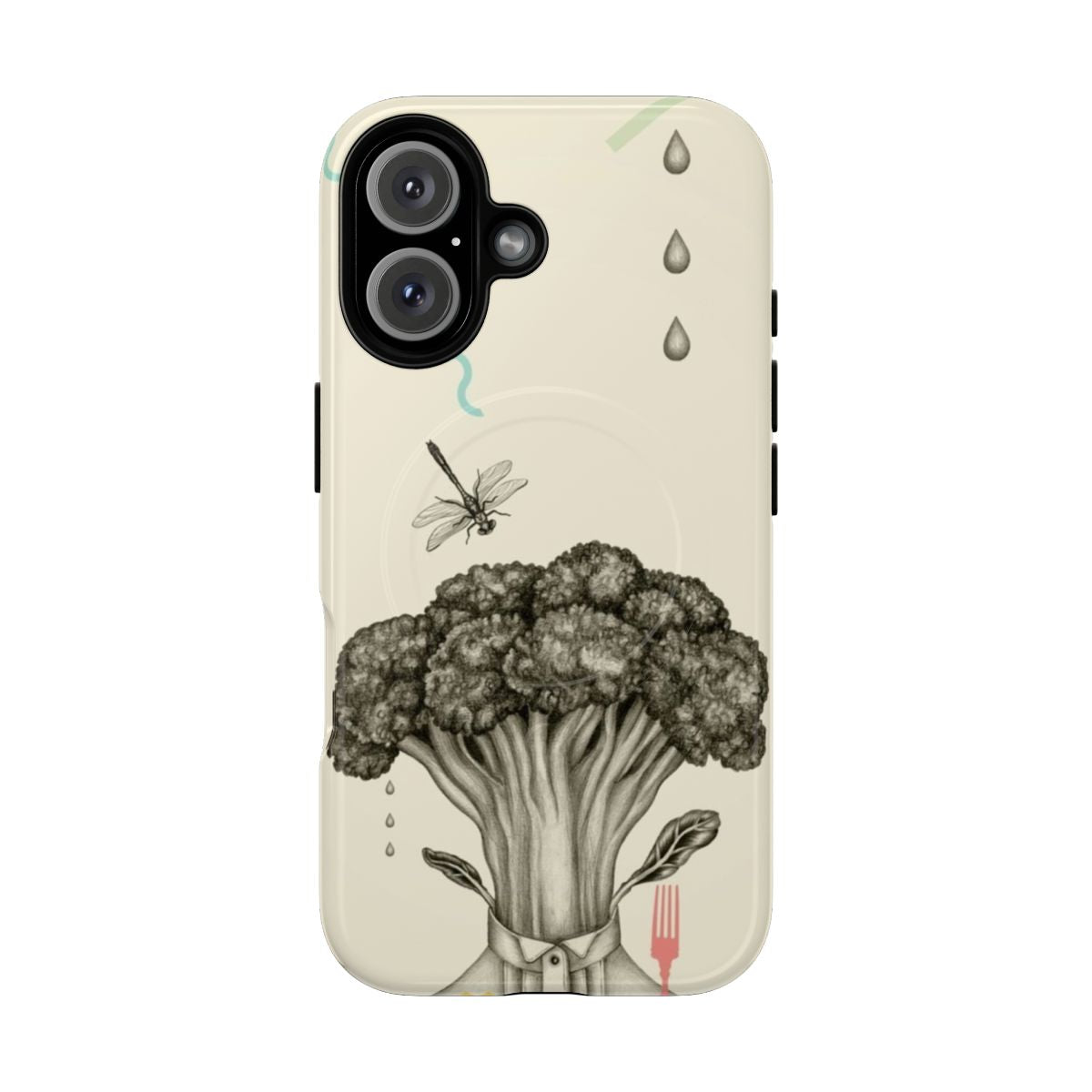 Broccoli-themed magnetic phone case with vegetable, food, and nature-inspired graphics